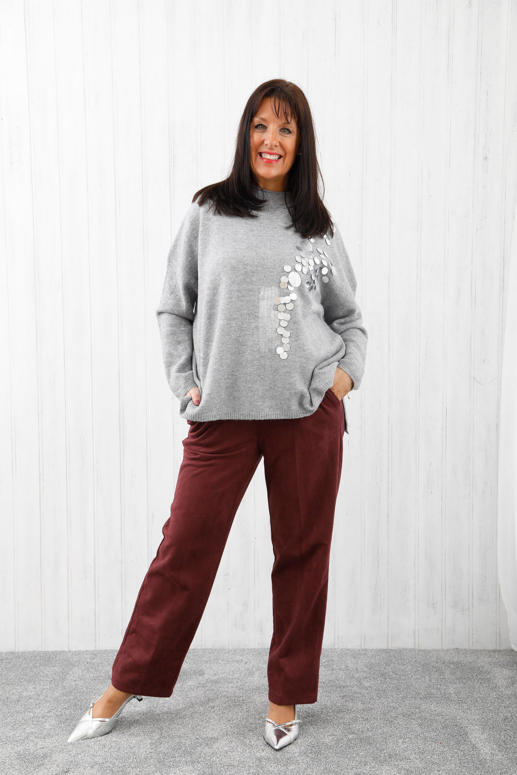 The Archer Suede Trousers Burgundy