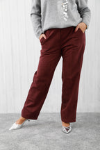 The Archer Suede Trousers Burgundy