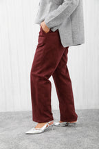 The Archer Suede Trousers Burgundy