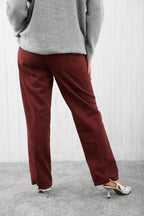 The Archer Suede Trousers Burgundy