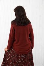 The Core Knit V-Neck Jumper Burgundy