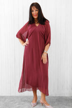 Saskia Silk Dress Deep Wine