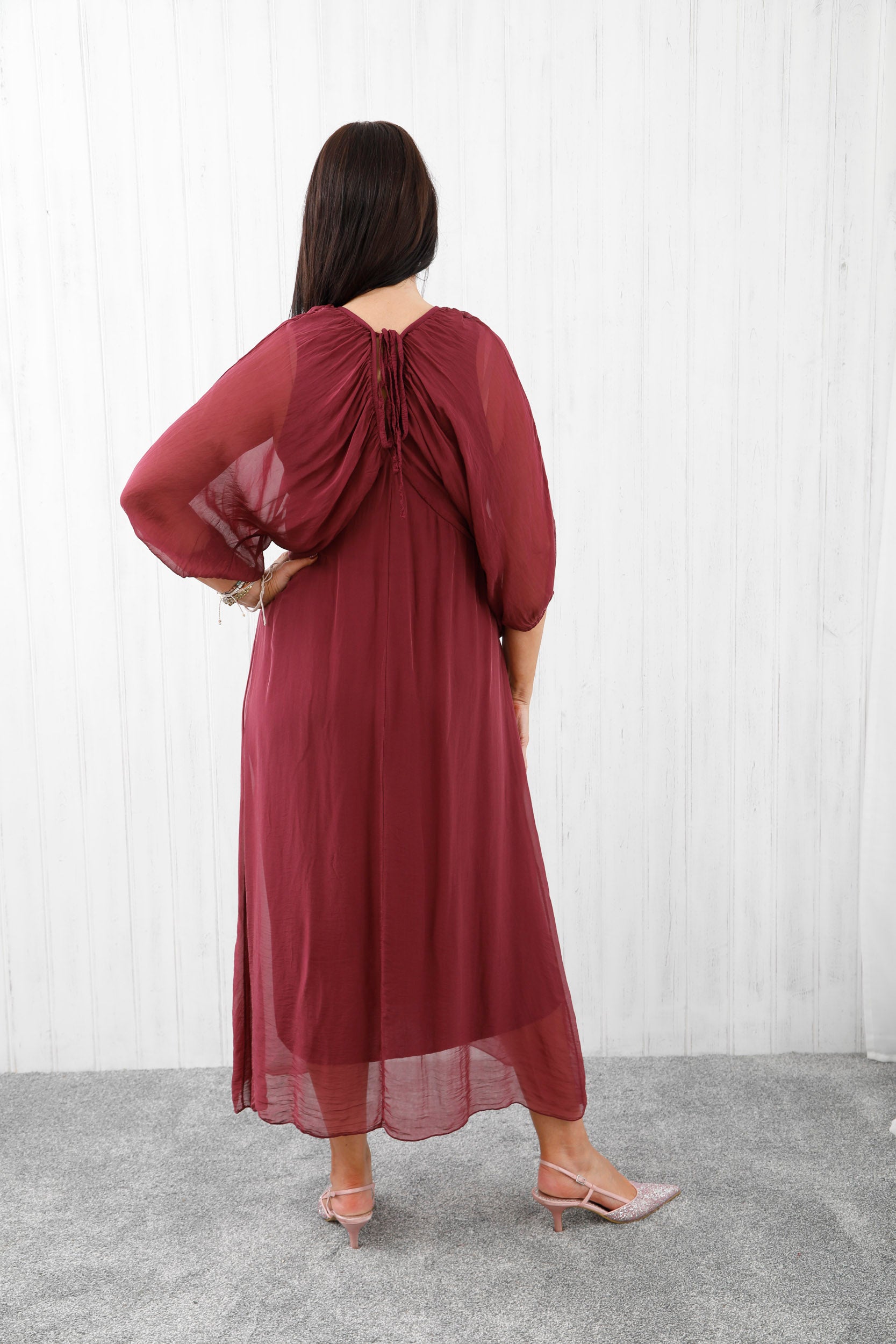 Saskia Silk Dress Deep Wine
