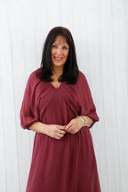 Saskia Silk Dress Deep Wine