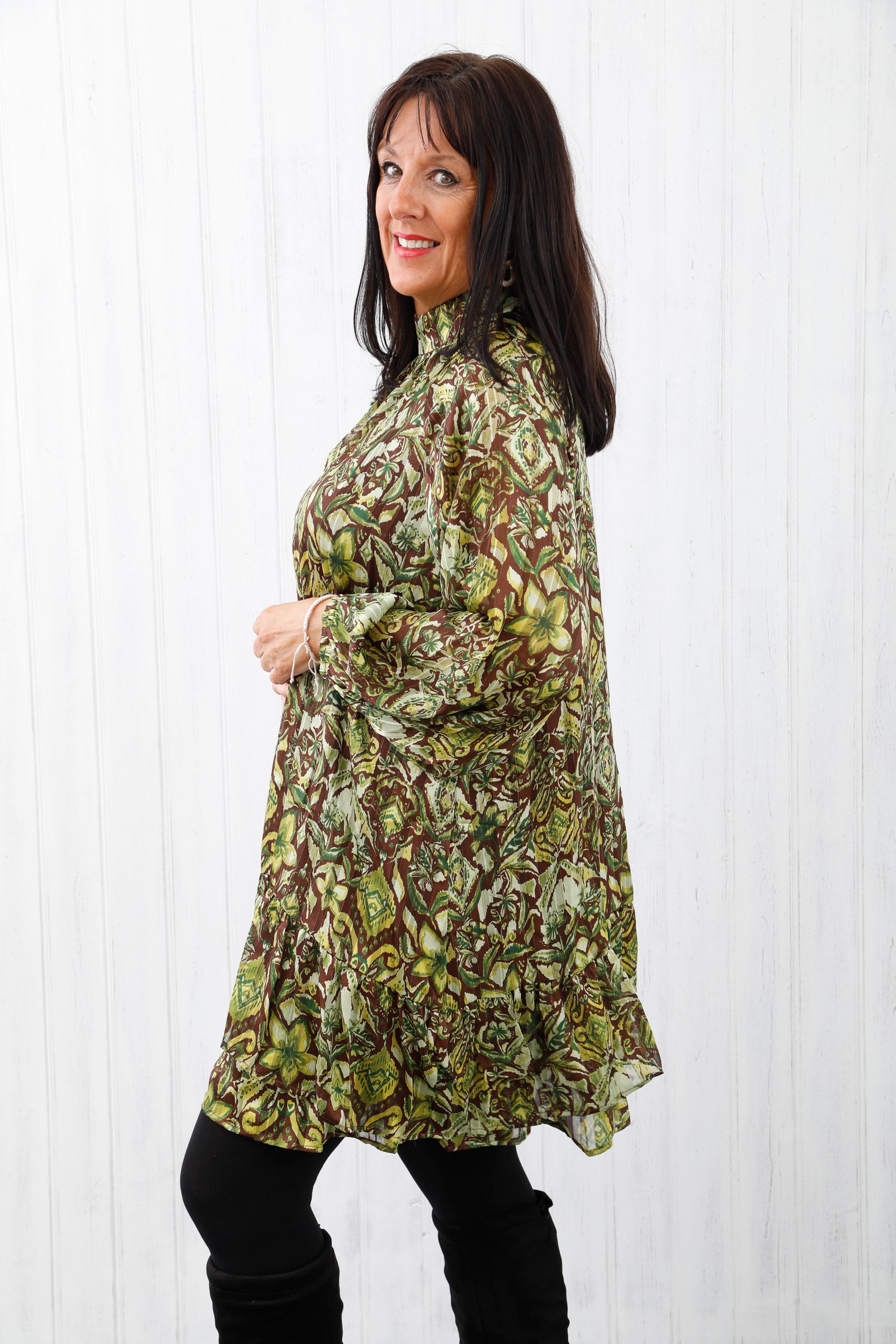 Evoke Frill Dress Kiwi