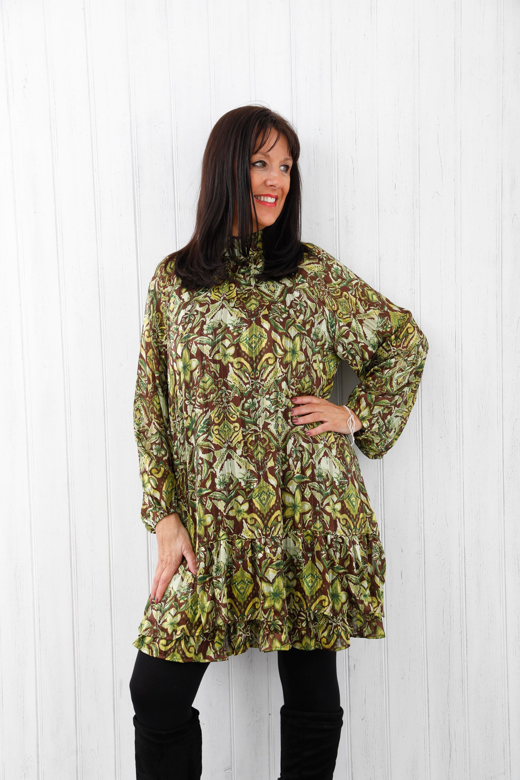 Evoke Frill Dress Kiwi