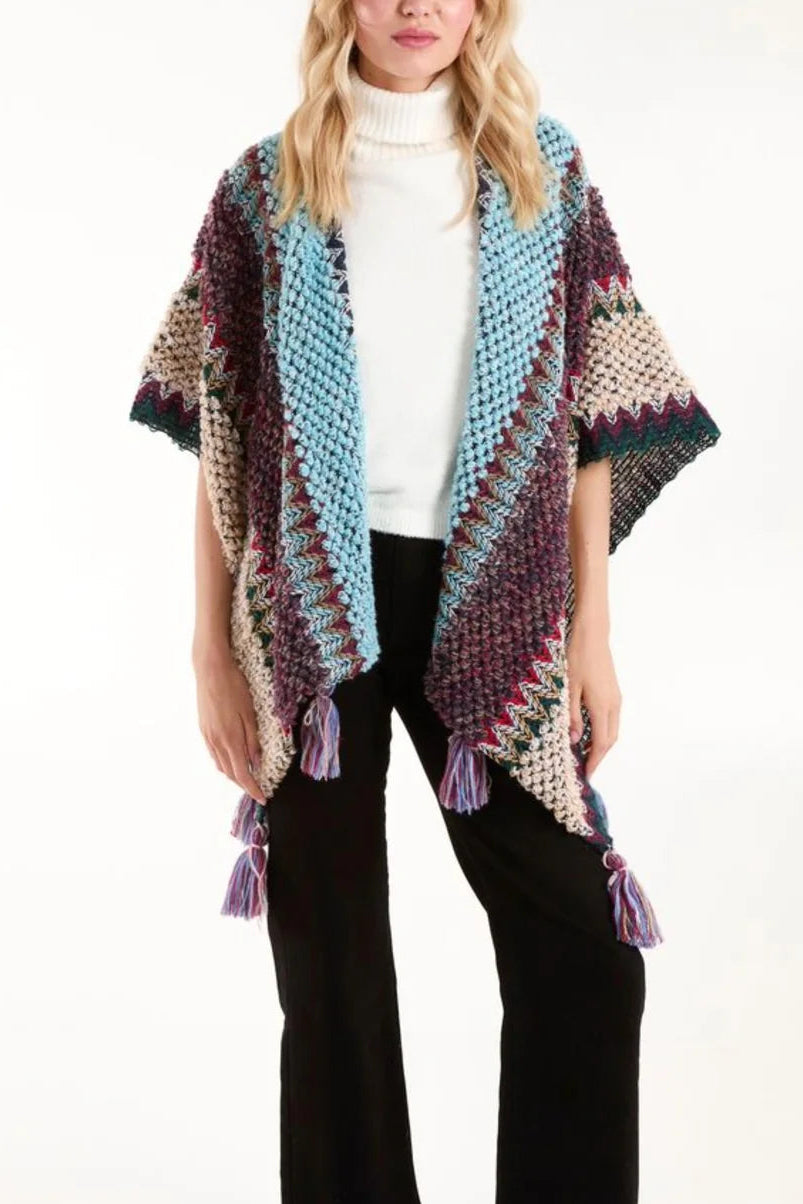 Boho Tassel Poncho