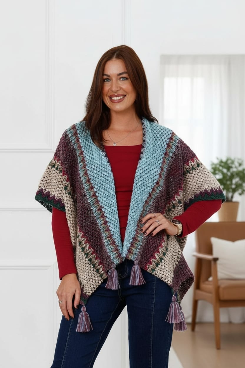 Boho Tassel Poncho