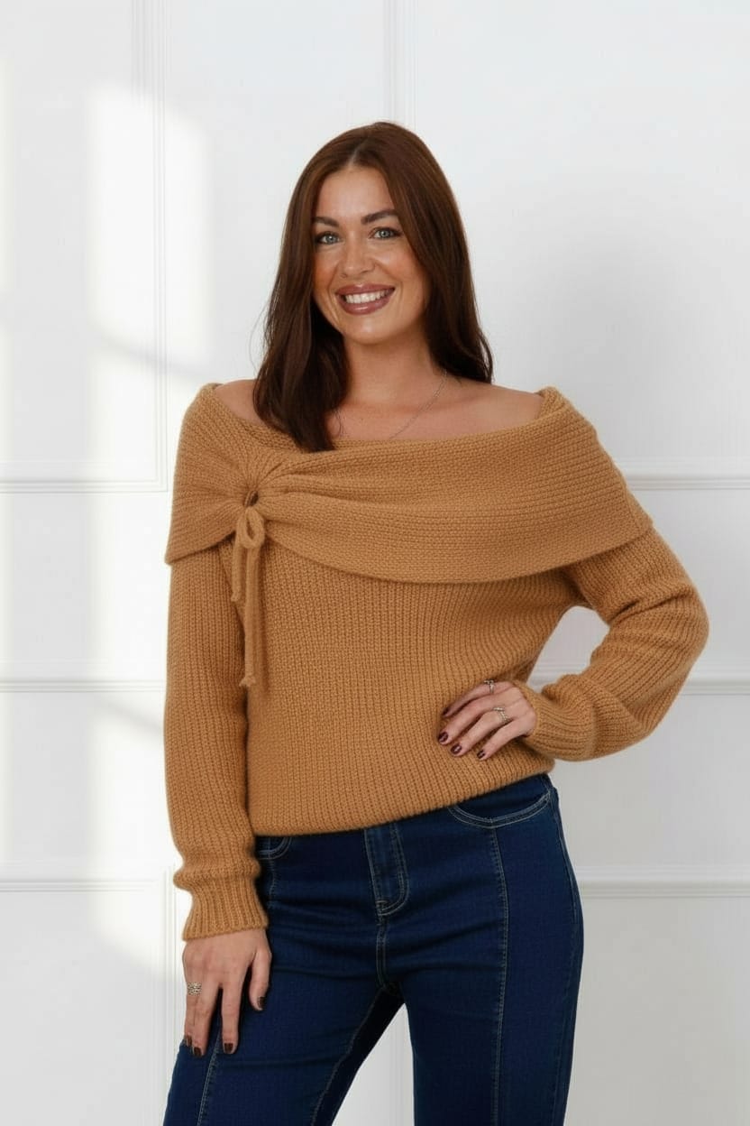 The Winter Bow Knit Camel