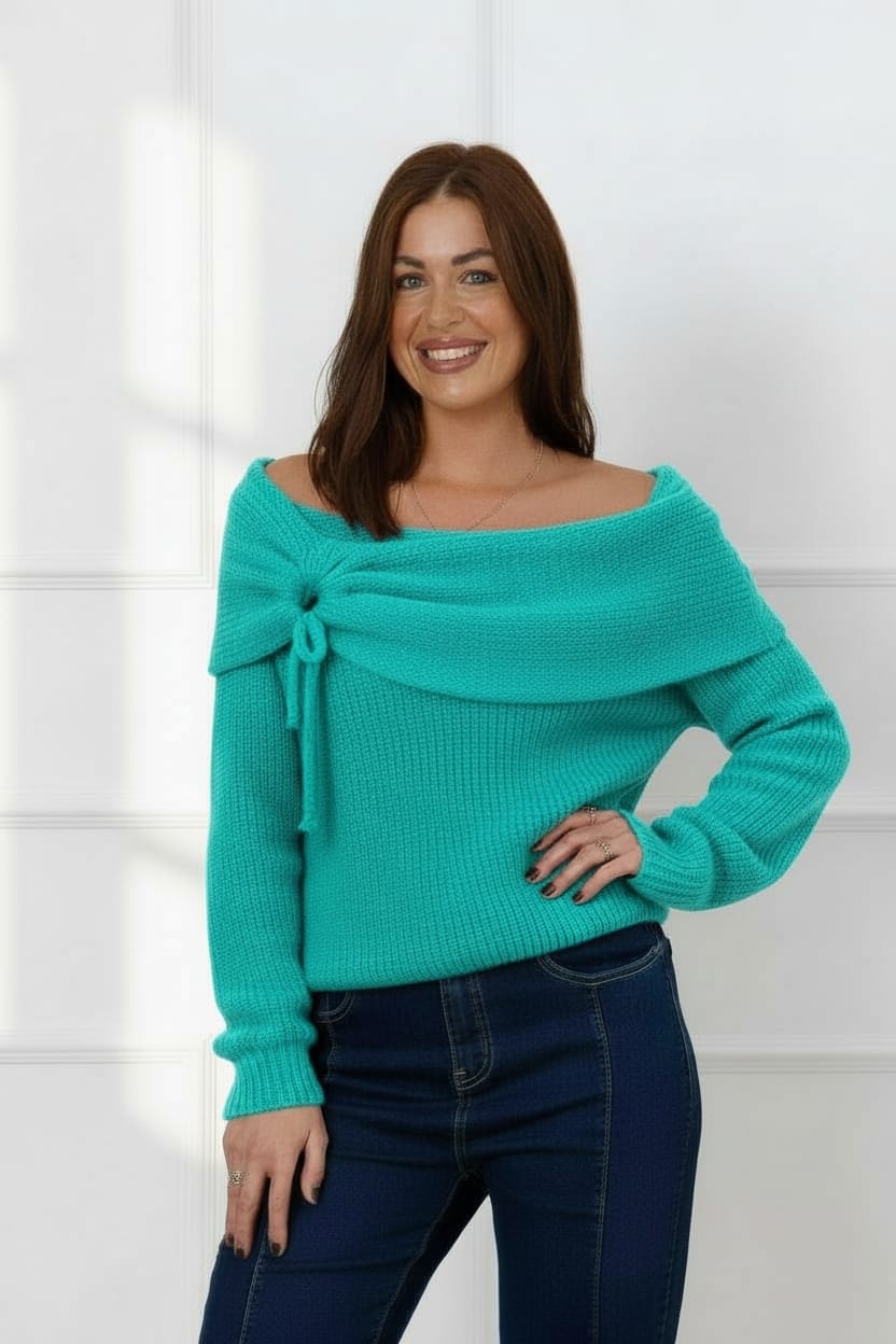 The Winter Bow Knit Turquoise