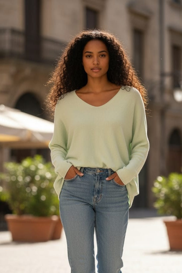 The Core Knit V Neck Jumper Mint