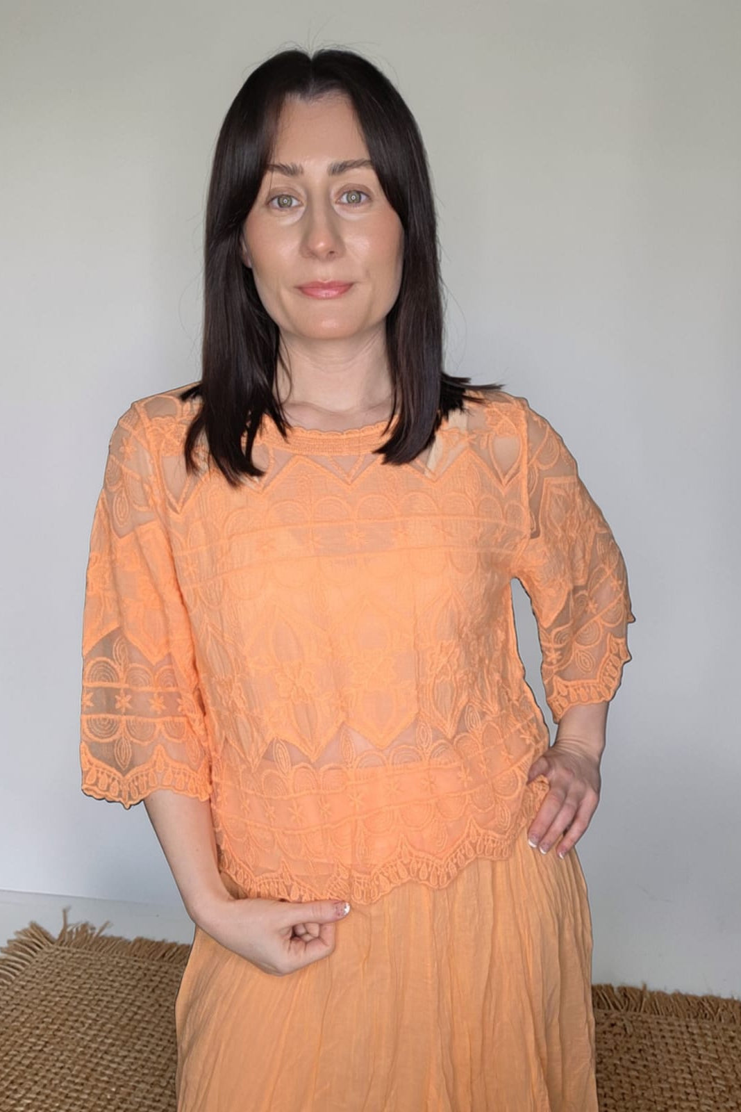 Liora Lace Top Tangerine