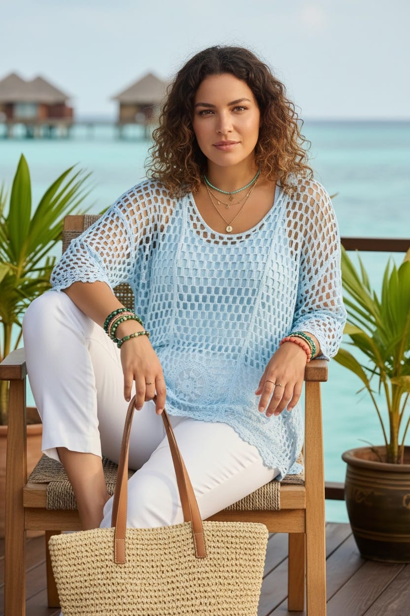 Cody Crochet Top blue
