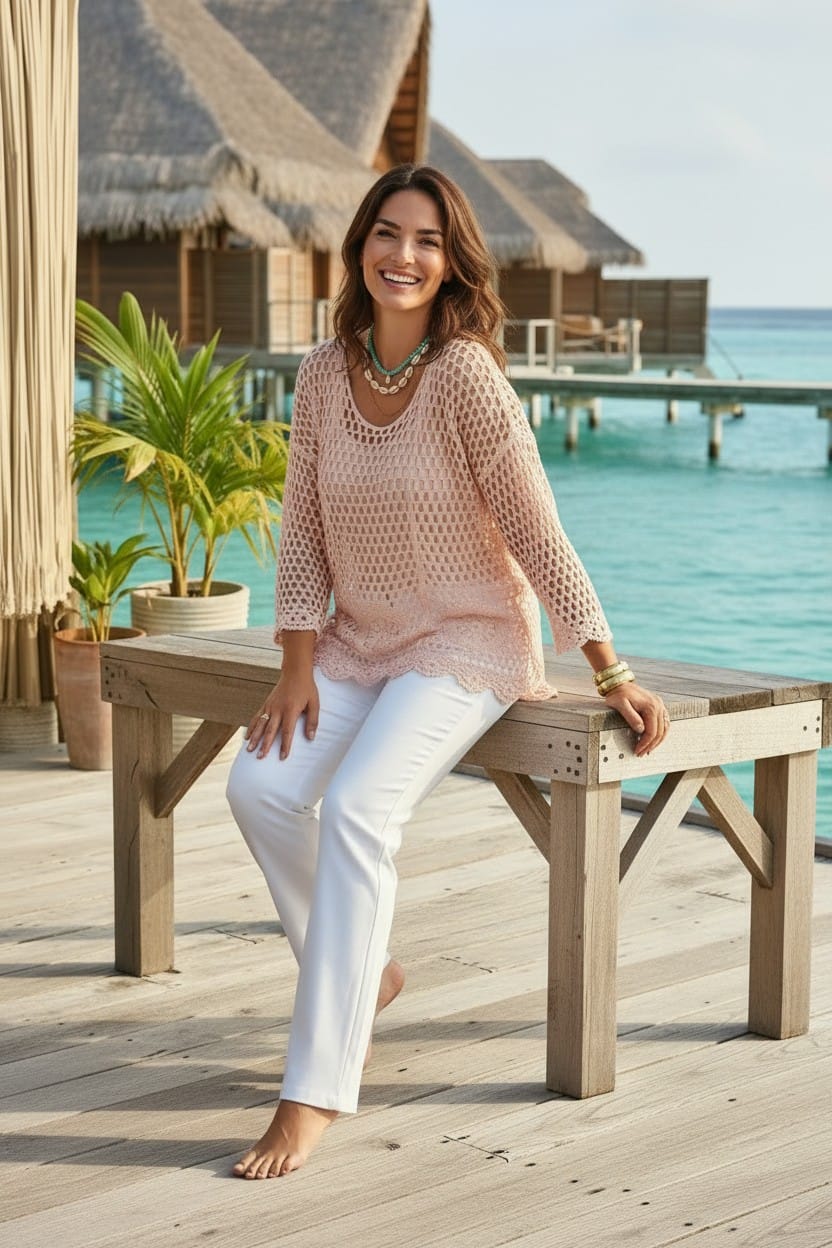 Cody Crochet Top Pink