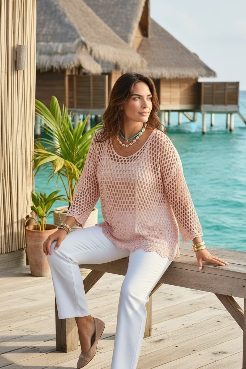 Cody Crochet Top Pink