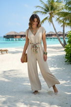 Leila Scarf Jumpsuit Beige