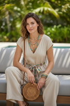Leila Scarf Jumpsuit Beige