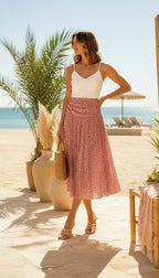 Macey Polka Dot Skirt Dusky Pink