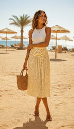 Macey Polka Dot Skirt Lemon