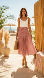 Macey Polka Dot Skirt Dusky Pink