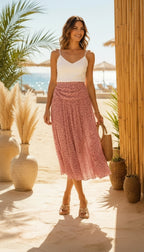 Macey Polka Dot Skirt Dusky Pink