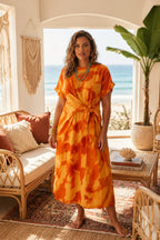 Talia Tie Dye Dress Tangerine