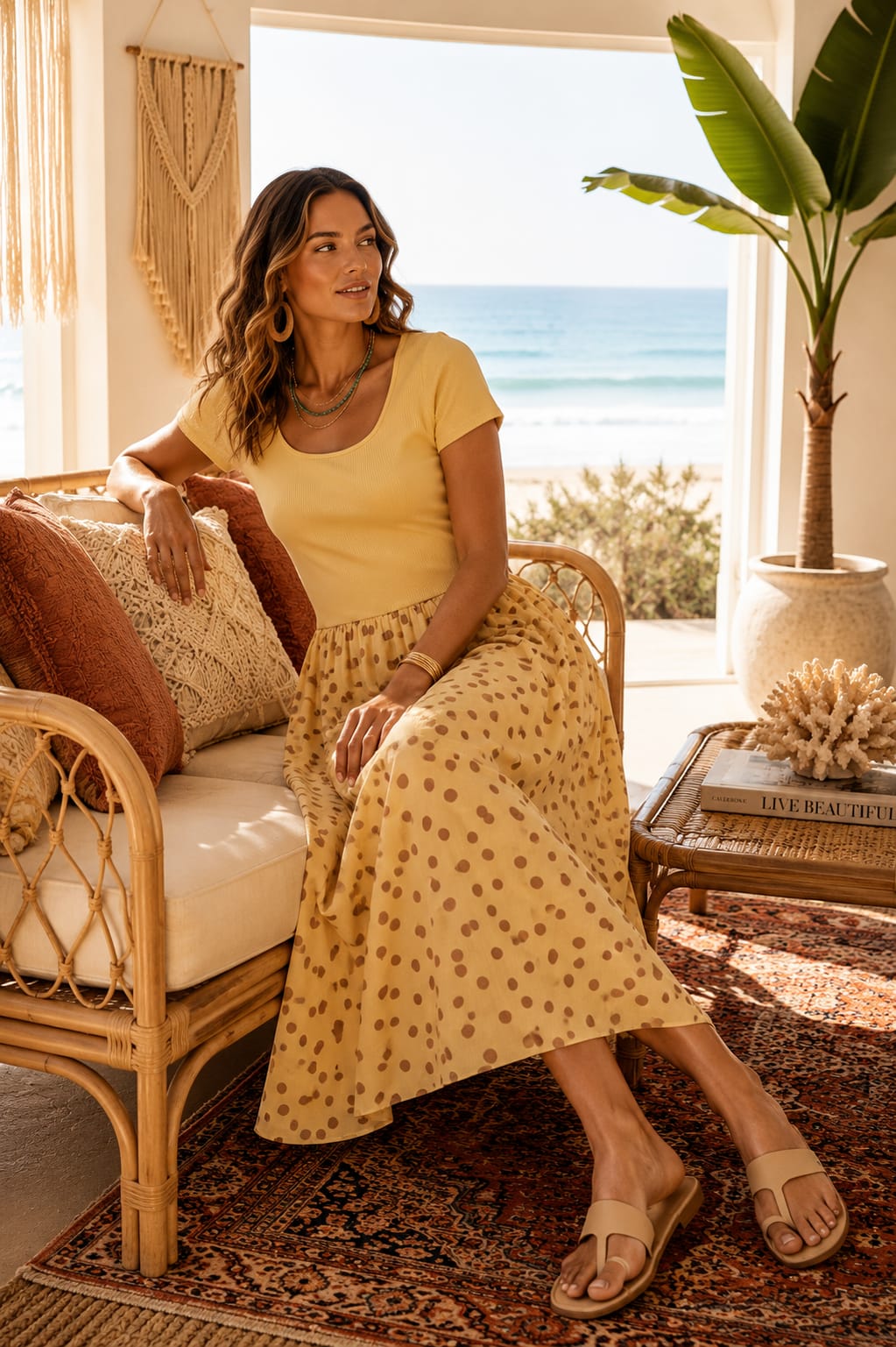 Sophia Polka Dot Dress Lemon