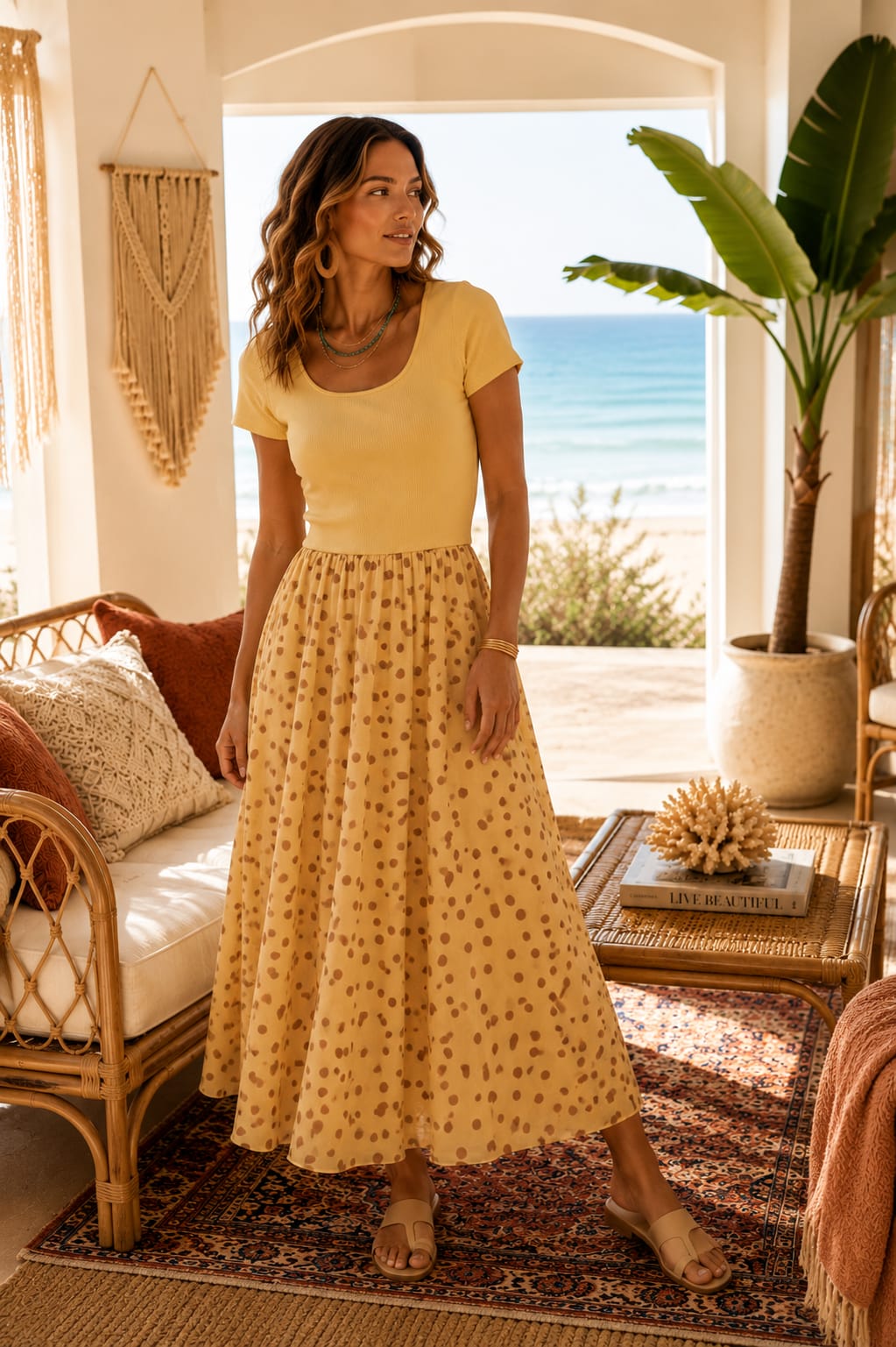 Sophia Polka Dot Dress Lemon