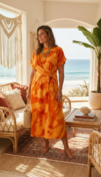 Talia Tie Dye Dress Tangerine