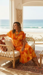 Talia Tie Dye Dress Tangerine