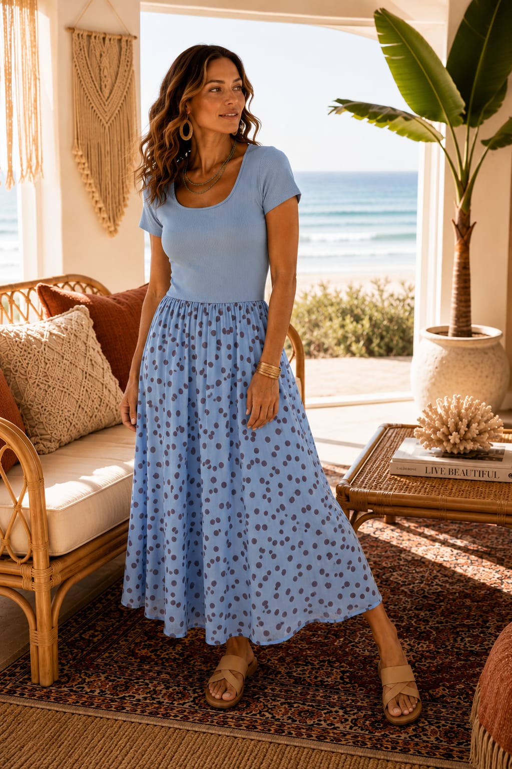 Sophia Polka Dot Dress Blue