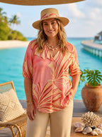 Elena Botanical Top Blue Pink