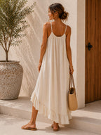 Ria Ruffle Dress Beige