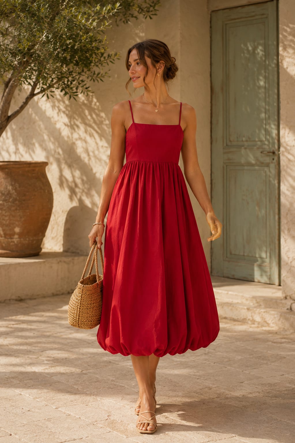 The Solene Bubble Dress Cherry