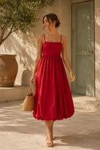 The Solene Bubble Dress Cherry