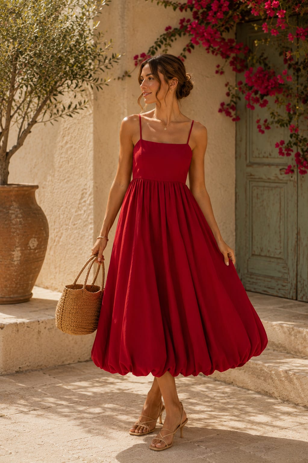 The Solene Bubble Dress Cherry