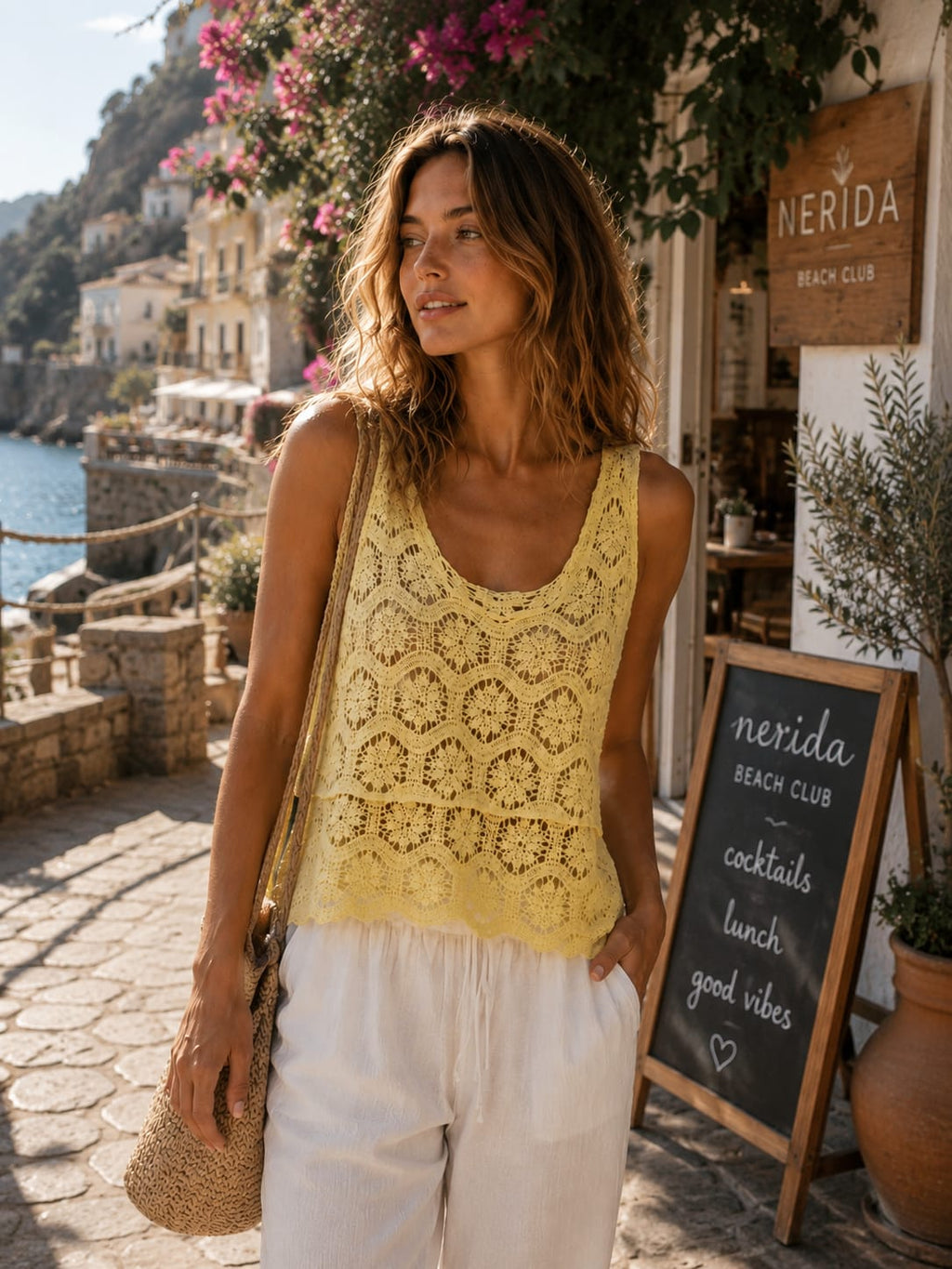 Lottie Crochet Top Lemon