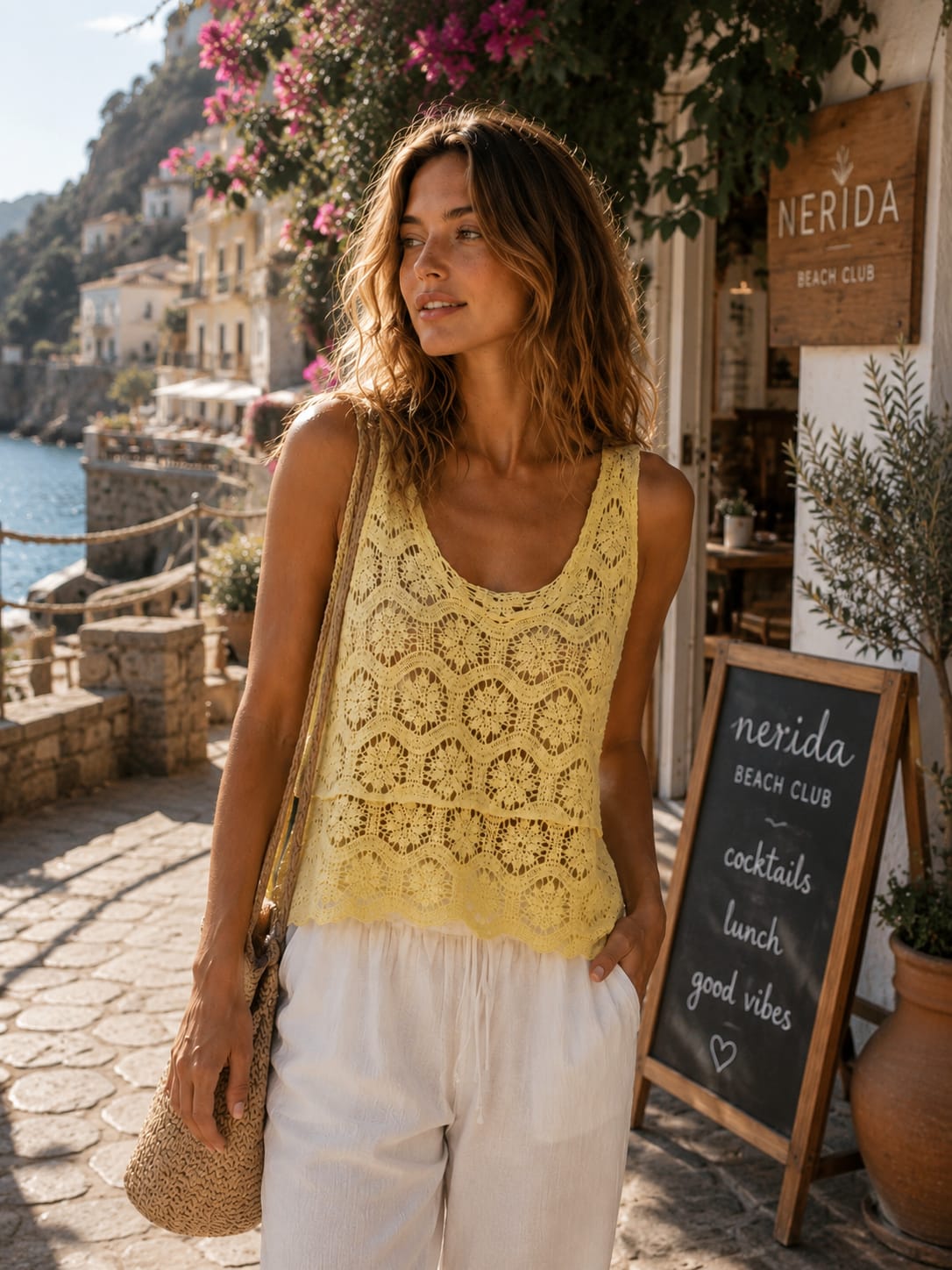 Lottie Crochet Top Lemon