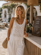 Lottie Crochet Top White