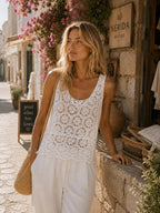 Lottie Crochet Top White
