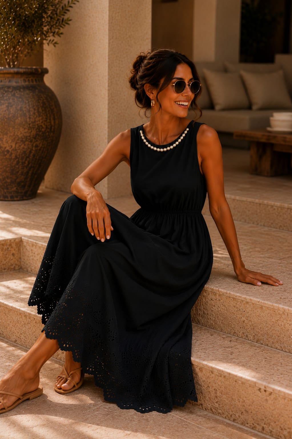 The Margot Pearl Dress Black