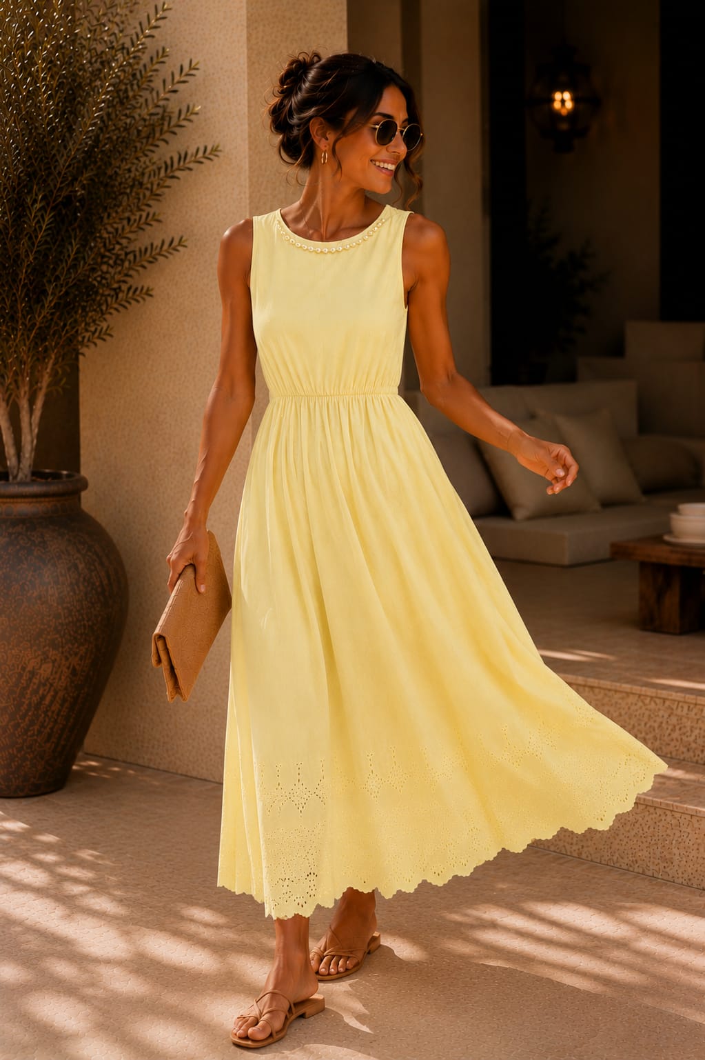 The Margot Pearl Dress Lemon