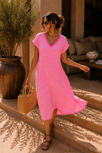 Sorrento Stripe T-Shirt Dress Pink