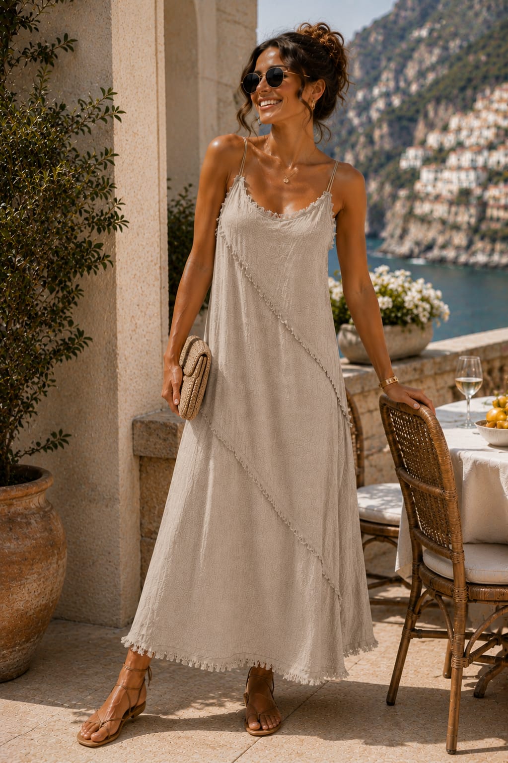 Olina Linen Dress Stone