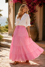 Denise Tiered Skirt Pink