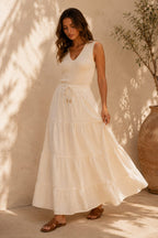 Denise Tiered Skirt Beige