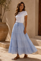 Denise Tiered Skirt Sky Blue