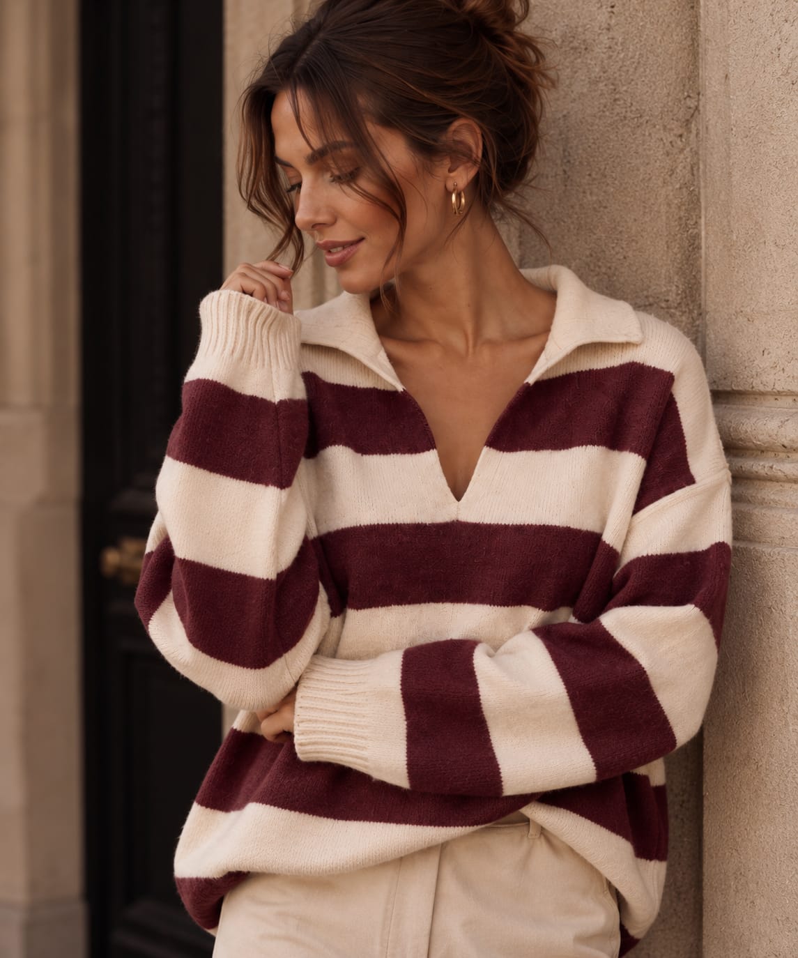 Beau Stripe Knit Burgundy