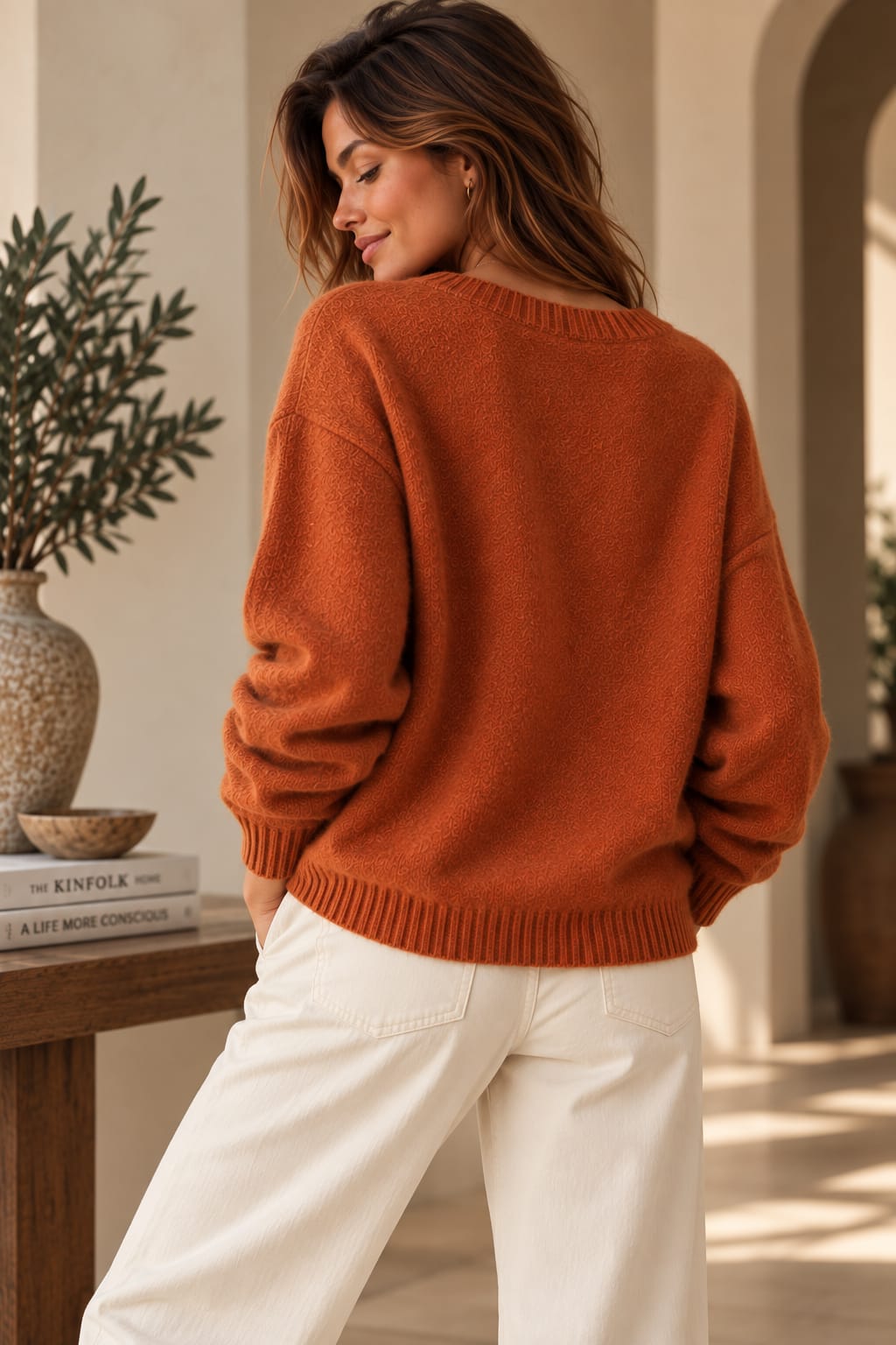 Amour V-Neck Knit Rust