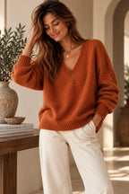 Amour V-Neck Knit Rust